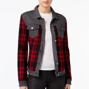 🔥HP William Rast denim plaid & grey jacket size M